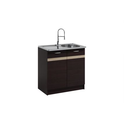 Küchenzeile VALERIA 240 cm Sonoma-Eiche/Braun