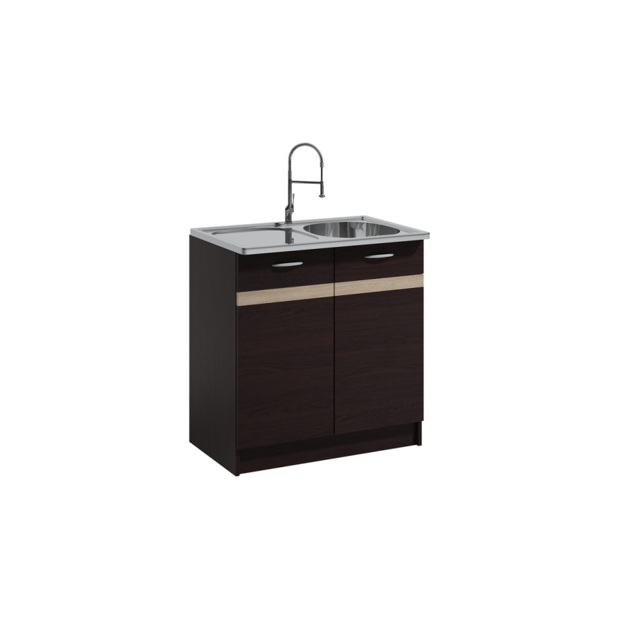 Küchenzeile VALERIA 240 cm Sonoma-Eiche/Braun