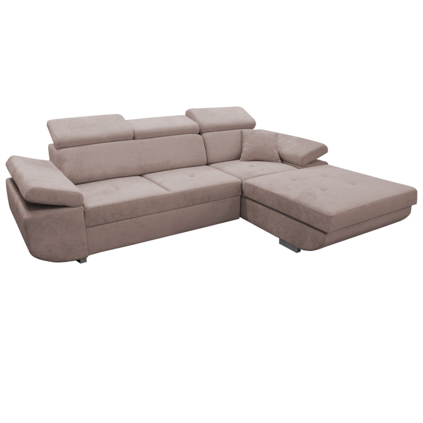 L-förmiges Klapp-Ecksofa mit Stauraum CASTELO links rosa