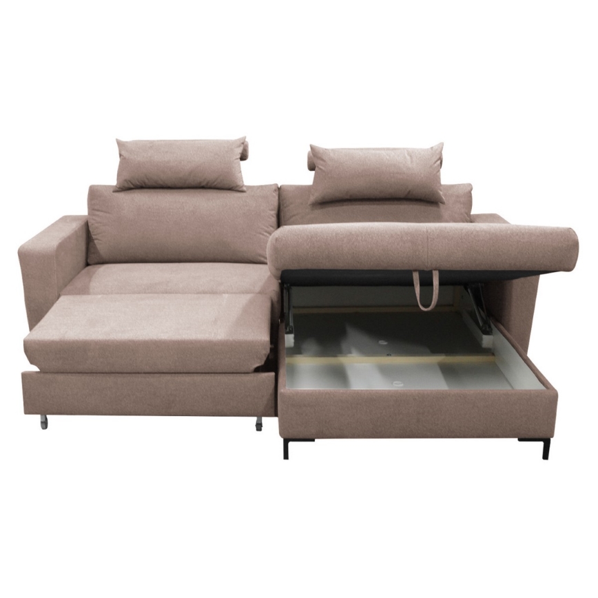 L-förmiges Klapp-Ecksofa mit Stauraum HORTA rechts rosa