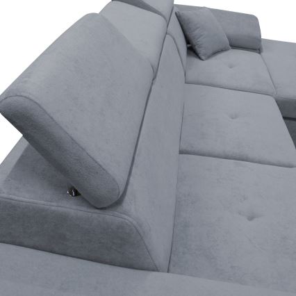 L-förmiges, klappbares Eck-Polstersofa CASTELO links dunkelgrau