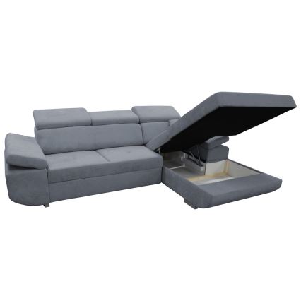 L-förmiges, klappbares Eck-Polstersofa CASTELO rechts dunkelgrau