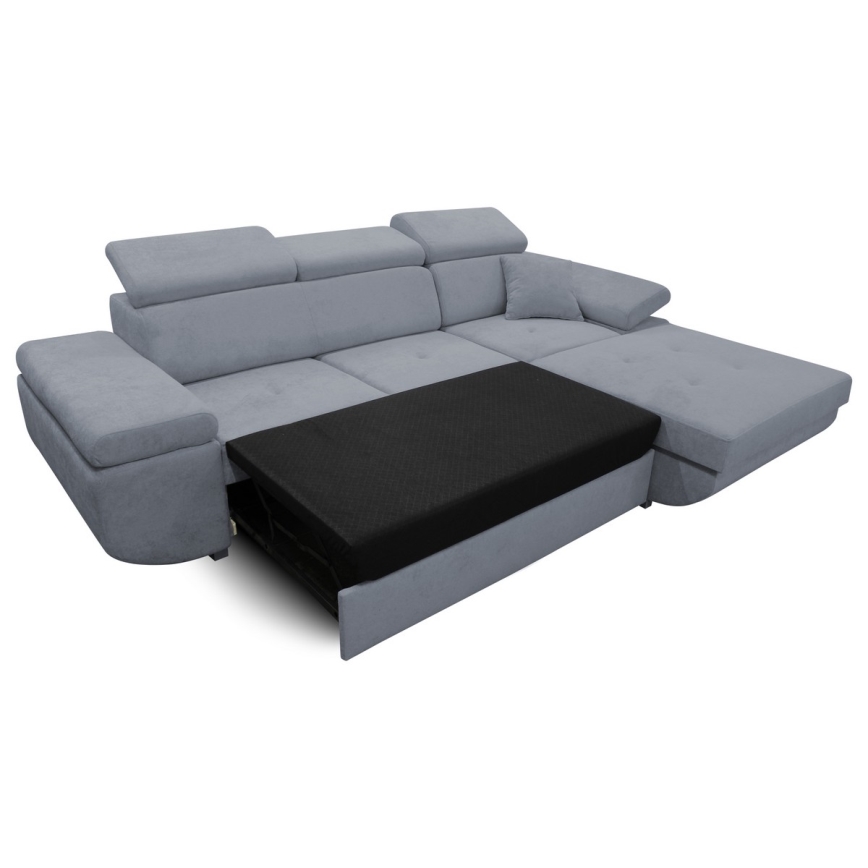 L-förmiges, klappbares Eck-Polstersofa CASTELO rechts dunkelgrau