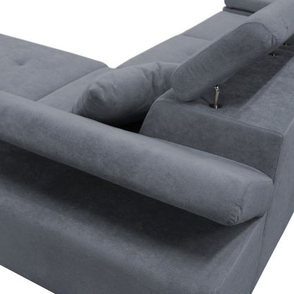 L-förmiges, klappbares Eck-Polstersofa CASTELO rechts dunkelgrau