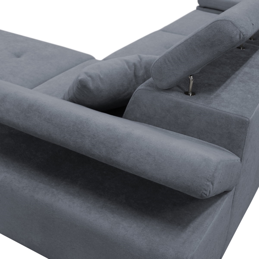 L-förmiges, klappbares Eck-Polstersofa CASTELO rechts dunkelgrau
