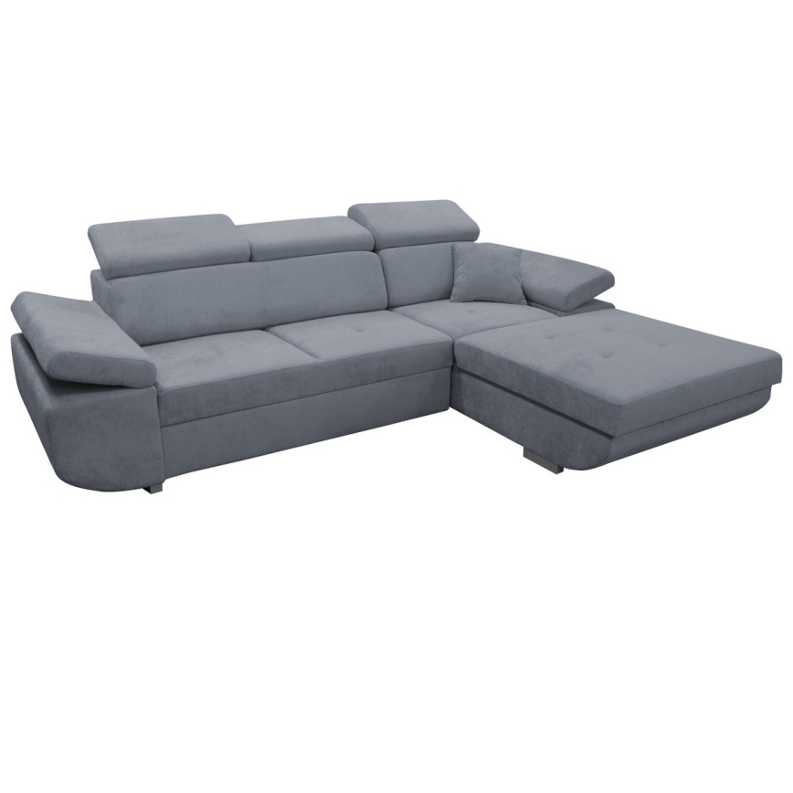 L-förmiges, klappbares Eck-Polstersofa CASTELO rechts dunkelgrau