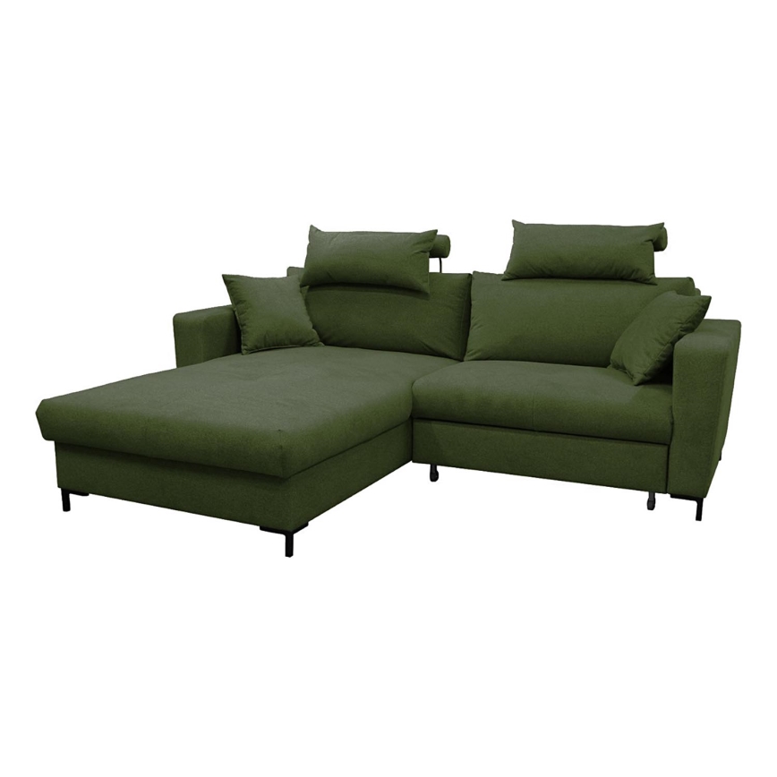 L-förmiges, klappbares Eck-Polstersofa HORTA links grün