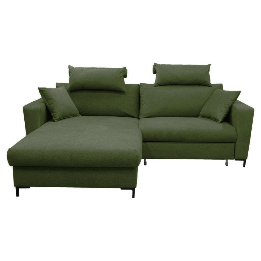 L-förmiges, klappbares Eck-Polstersofa HORTA links grün