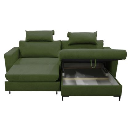 L-förmiges, klappbares Eck-Polstersofa HORTA rechts grün