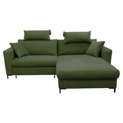 L-förmiges, klappbares Eck-Polstersofa HORTA rechts grün