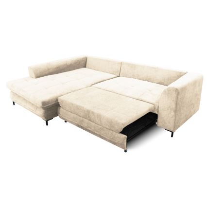 L-förmiges, klappbares Eck-Polstersofa LAGOA links beige/braun