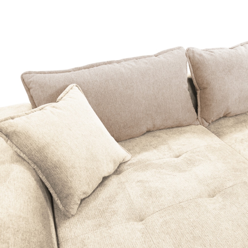 L-förmiges, klappbares Eck-Polstersofa LAGOA links beige/braun