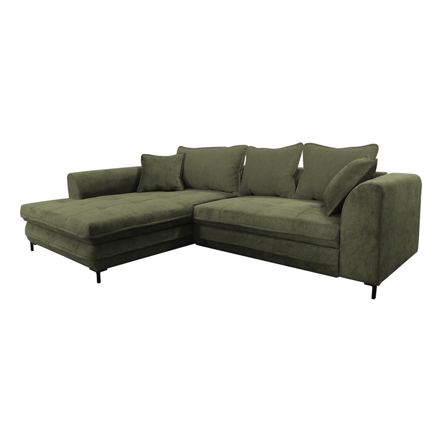 L-förmiges, klappbares Eck-Polstersofa LAGOA links grün