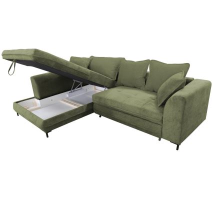 L-förmiges, klappbares Eck-Polstersofa LAGOA links grün