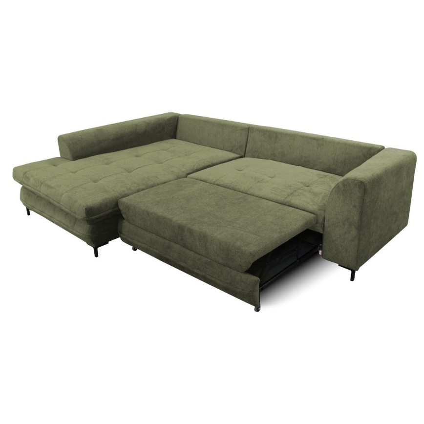 L-förmiges, klappbares Eck-Polstersofa LAGOA links grün