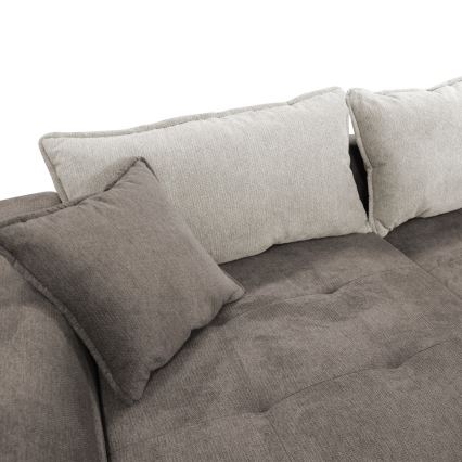 L-förmiges, klappbares Eck-Polstersofa LAGOA links taupe/grau