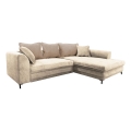 L-förmiges, klappbares Eck-Polstersofa LAGOA rechts beige/braun