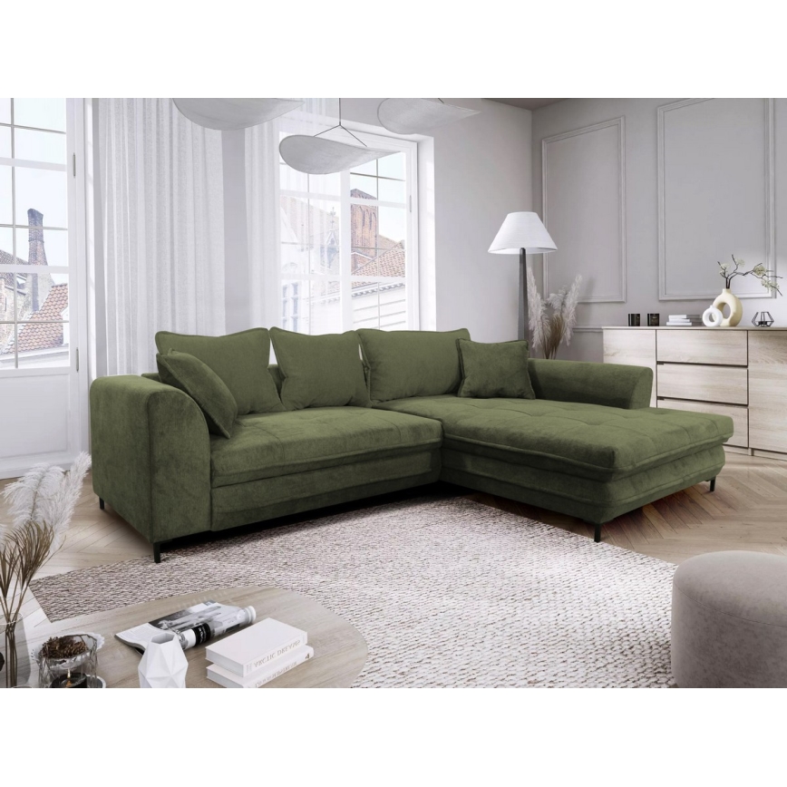 L-förmiges, klappbares Eck-Polstersofa LAGOA rechts grün