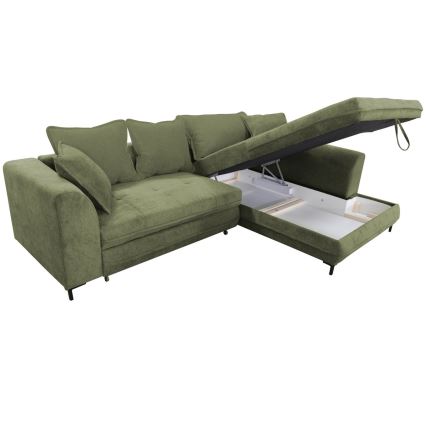 L-förmiges, klappbares Eck-Polstersofa LAGOA rechts grün