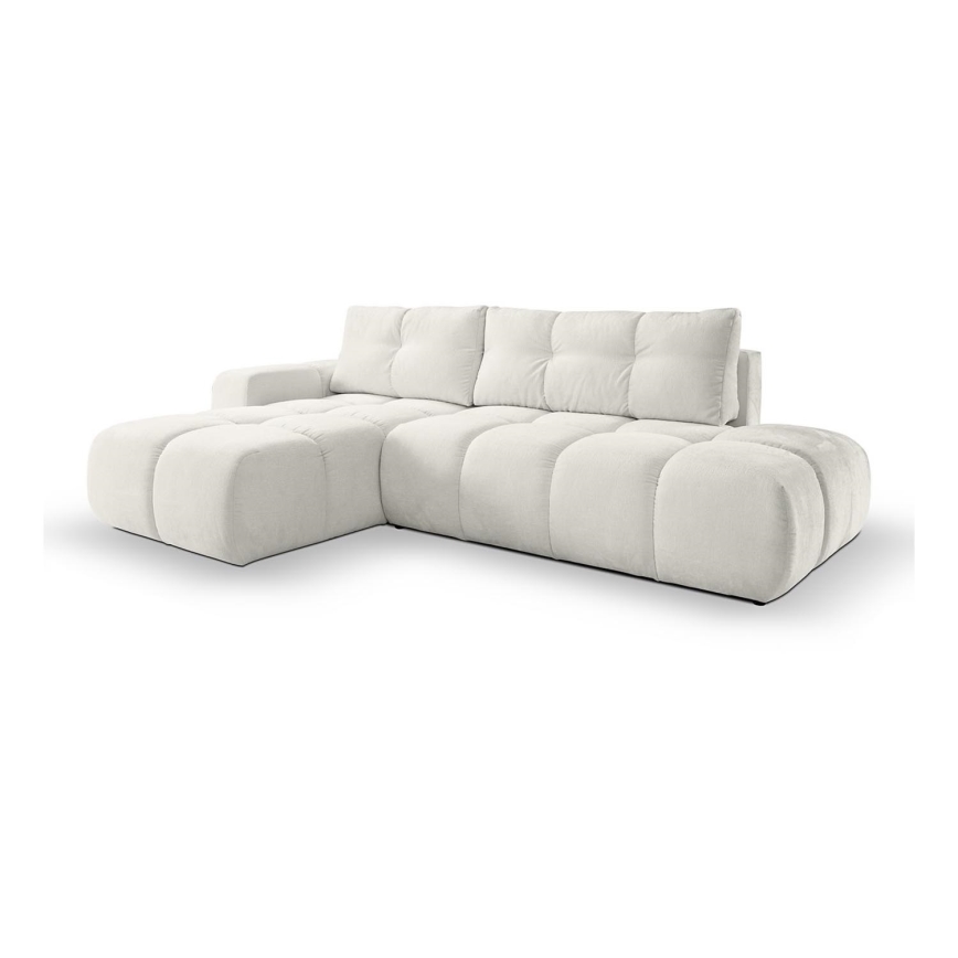 L-förmiges, klappbares Eck-Polstersofa mit Stauraum ALMADA links beige