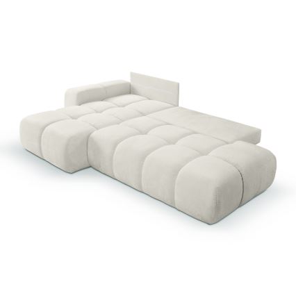 L-förmiges, klappbares Eck-Polstersofa mit Stauraum ALMADA links beige