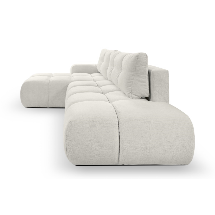 L-förmiges, klappbares Eck-Polstersofa mit Stauraum ALMADA links beige