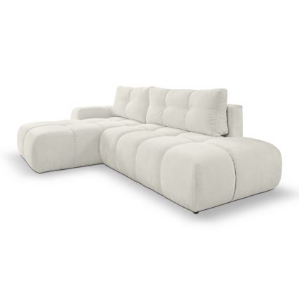 L-förmiges, klappbares Eck-Polstersofa mit Stauraum ALMADA links beige