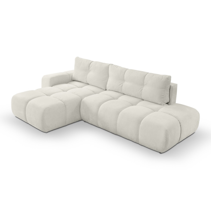 L-förmiges, klappbares Eck-Polstersofa mit Stauraum ALMADA links beige