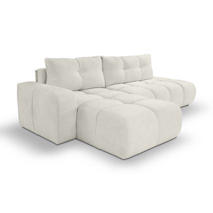 L-förmiges, klappbares Eck-Polstersofa mit Stauraum ALMADA links beige