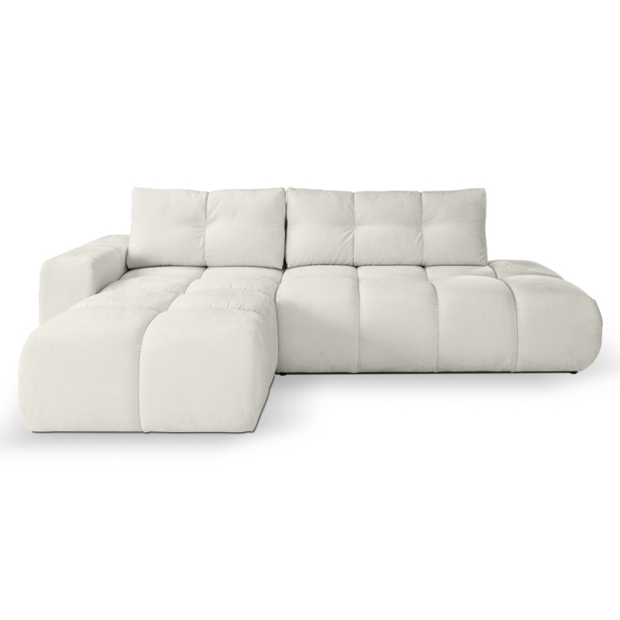 L-förmiges, klappbares Eck-Polstersofa mit Stauraum ALMADA links beige