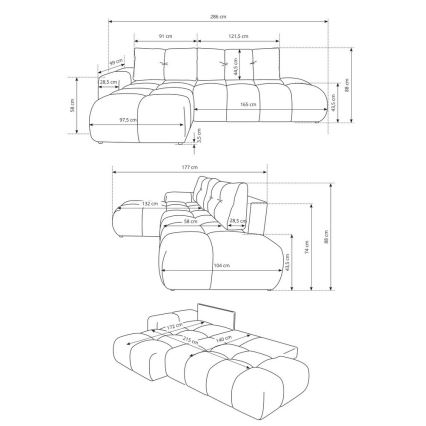 L-förmiges, klappbares Eck-Polstersofa mit Stauraum ALMADA links beige