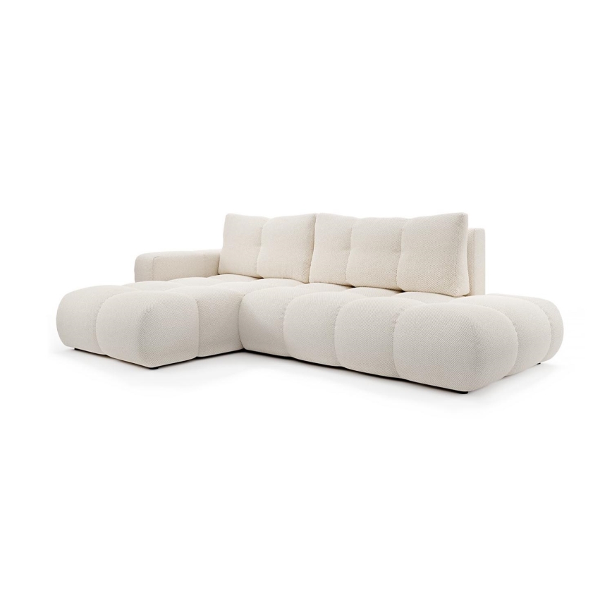 L-förmiges, klappbares Eck-Polstersofa mit Stauraum ALMADA links hellbeige