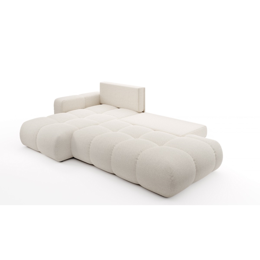L-förmiges, klappbares Eck-Polstersofa mit Stauraum ALMADA links hellbeige