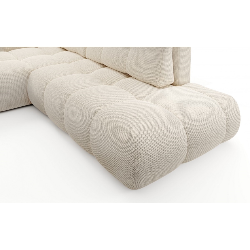 L-förmiges, klappbares Eck-Polstersofa mit Stauraum ALMADA links hellbeige