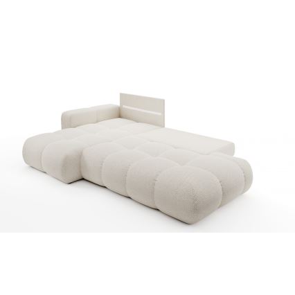 L-förmiges, klappbares Eck-Polstersofa mit Stauraum ALMADA links hellbeige