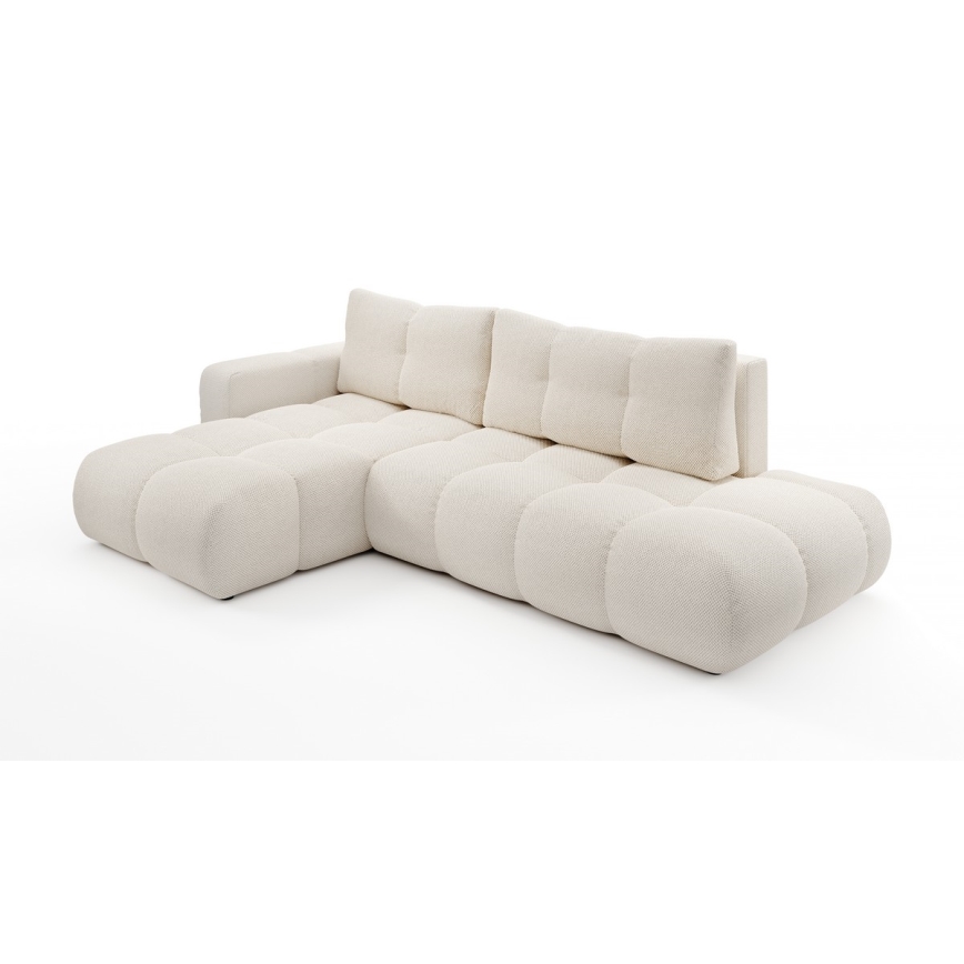 L-förmiges, klappbares Eck-Polstersofa mit Stauraum ALMADA links hellbeige