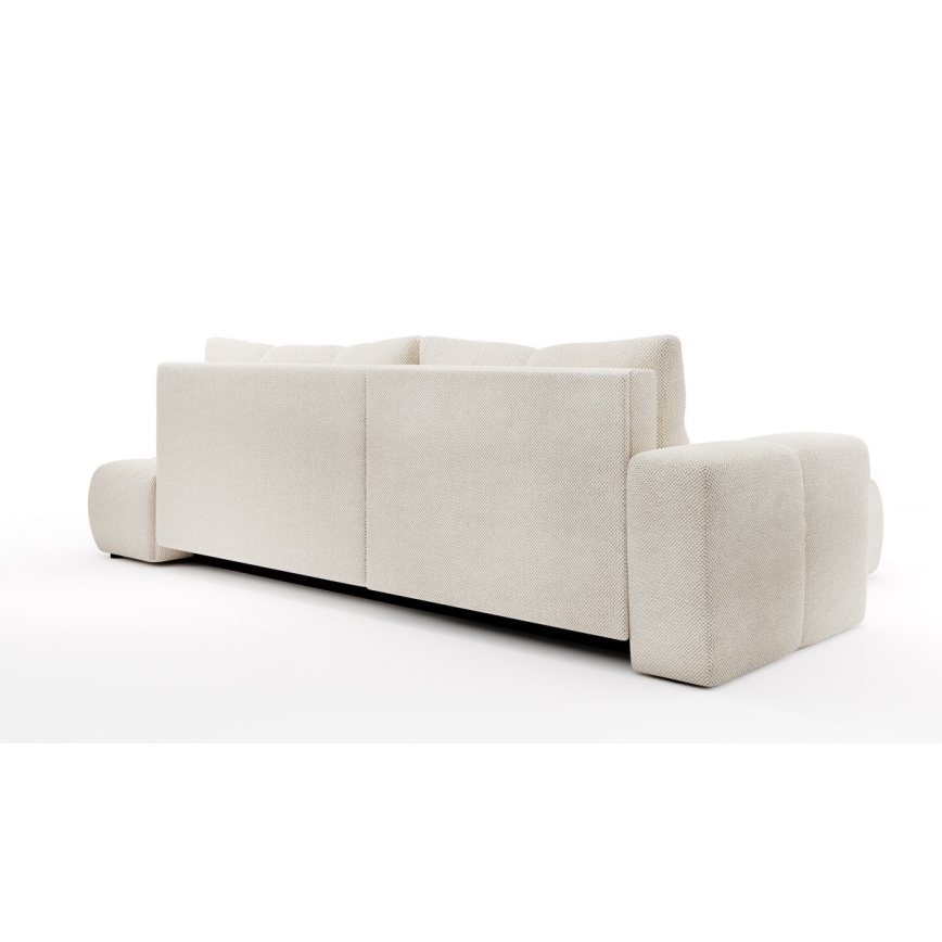 L-förmiges, klappbares Eck-Polstersofa mit Stauraum ALMADA links hellbeige