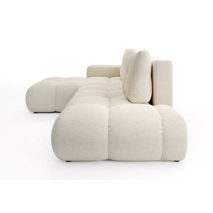L-förmiges, klappbares Eck-Polstersofa mit Stauraum ALMADA links hellbeige