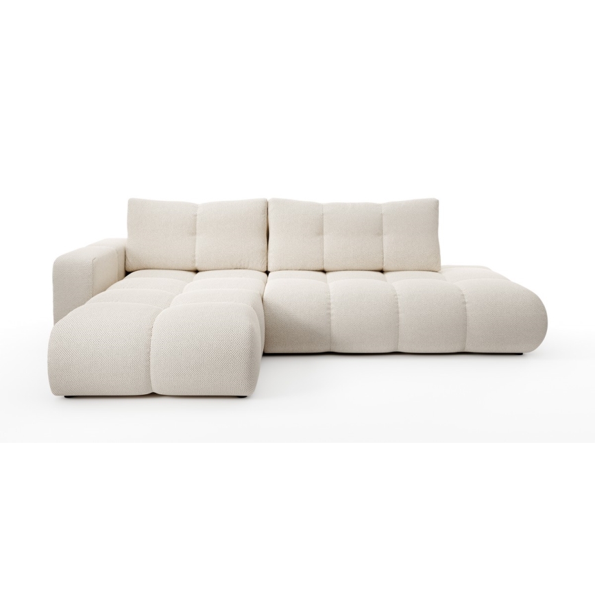 L-förmiges, klappbares Eck-Polstersofa mit Stauraum ALMADA links hellbeige
