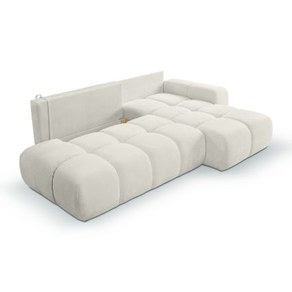 L-förmiges, klappbares Eck-Polstersofa mit Stauraum ALMADA rechts beige