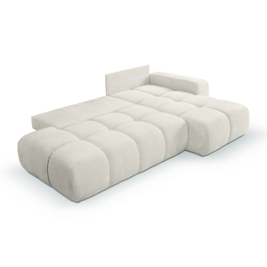 L-förmiges, klappbares Eck-Polstersofa mit Stauraum ALMADA rechts beige