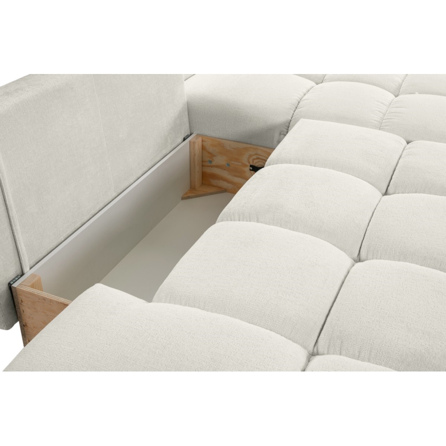 L-förmiges, klappbares Eck-Polstersofa mit Stauraum ALMADA rechts beige