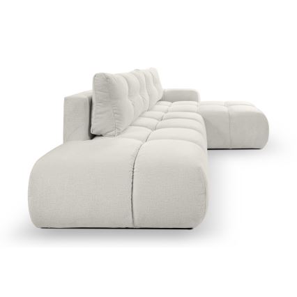 L-förmiges, klappbares Eck-Polstersofa mit Stauraum ALMADA rechts beige