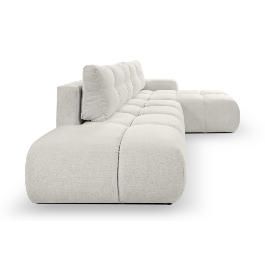 L-förmiges, klappbares Eck-Polstersofa mit Stauraum ALMADA rechts beige