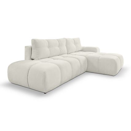 L-förmiges, klappbares Eck-Polstersofa mit Stauraum ALMADA rechts beige