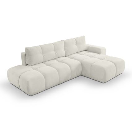 L-förmiges, klappbares Eck-Polstersofa mit Stauraum ALMADA rechts beige