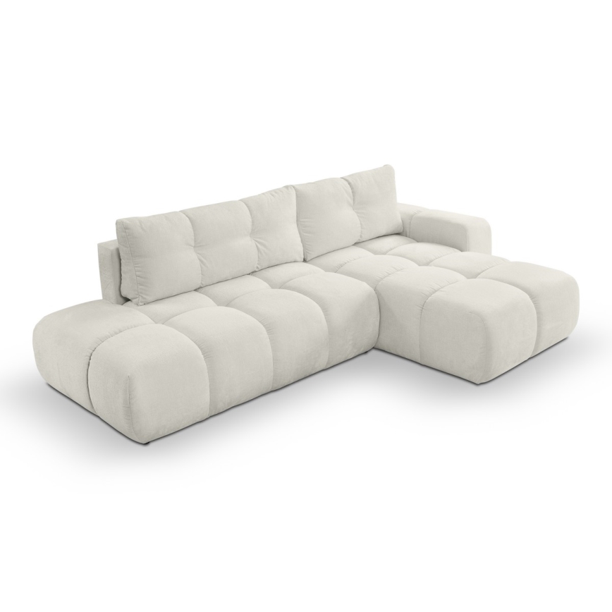 L-förmiges, klappbares Eck-Polstersofa mit Stauraum ALMADA rechts beige