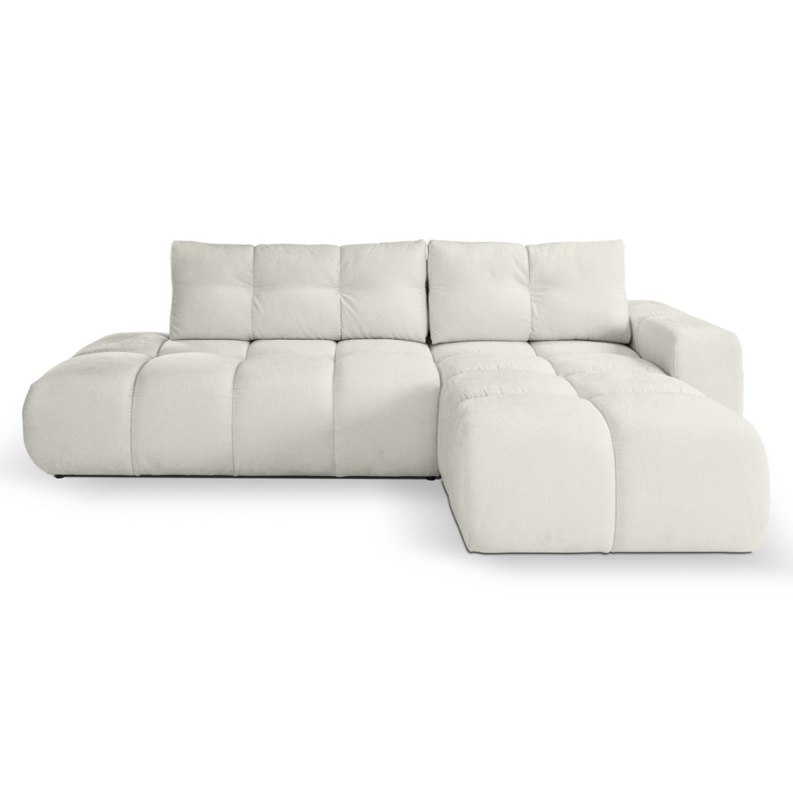 L-förmiges, klappbares Eck-Polstersofa mit Stauraum ALMADA rechts beige