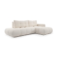 L-förmiges, klappbares Eck-Polstersofa mit Stauraum ALMADA rechts hellbeige