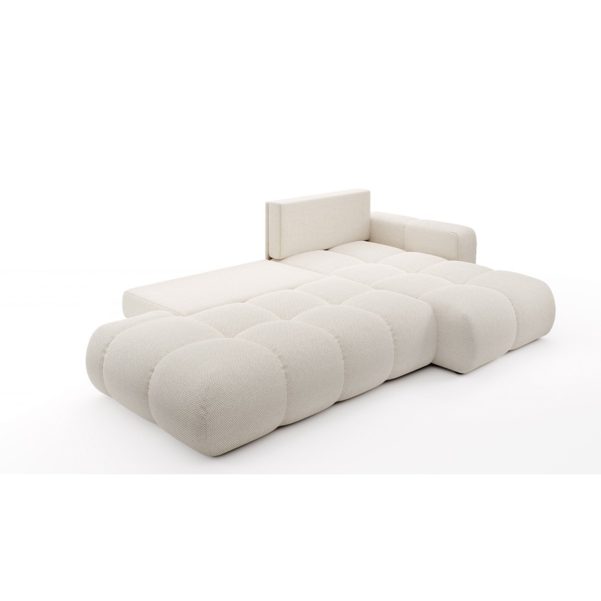 L-förmiges, klappbares Eck-Polstersofa mit Stauraum ALMADA rechts hellbeige